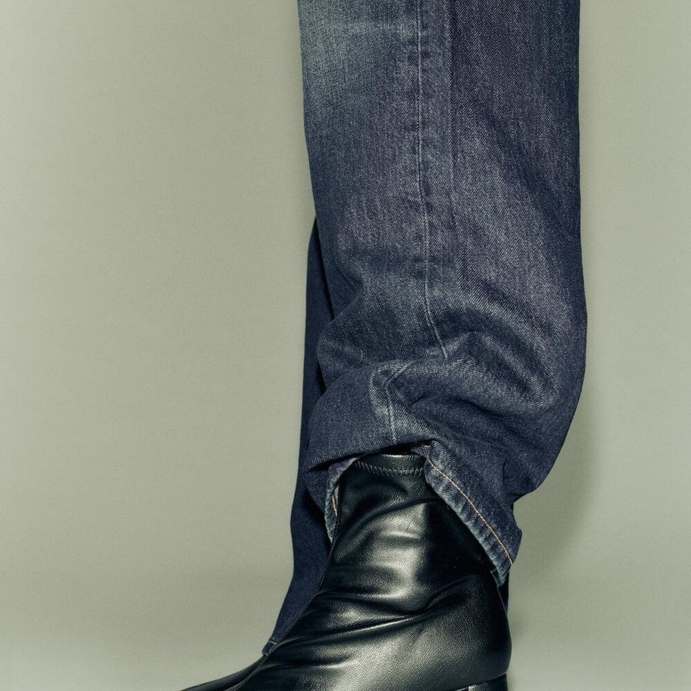 ZARA Black genuine Leather Block Heeled Soft Ankle Boots stretch US 7.5 EUR 38 - Picture 3 of 11